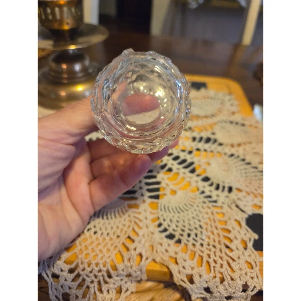 vintage pressed crystal glass toothpick holder